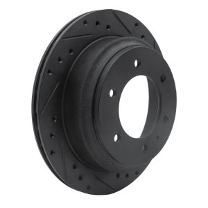 Acura SLX Brake Rotor (1) - Rear Right - R1 Concepts - Drilled & Slotted - Black - `92-`04